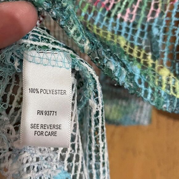 KAKTUS Women’s Blue/Green Multi Floral Print Crochet Top Beach Swim Coverup Sz-M - Picture 5 of 7